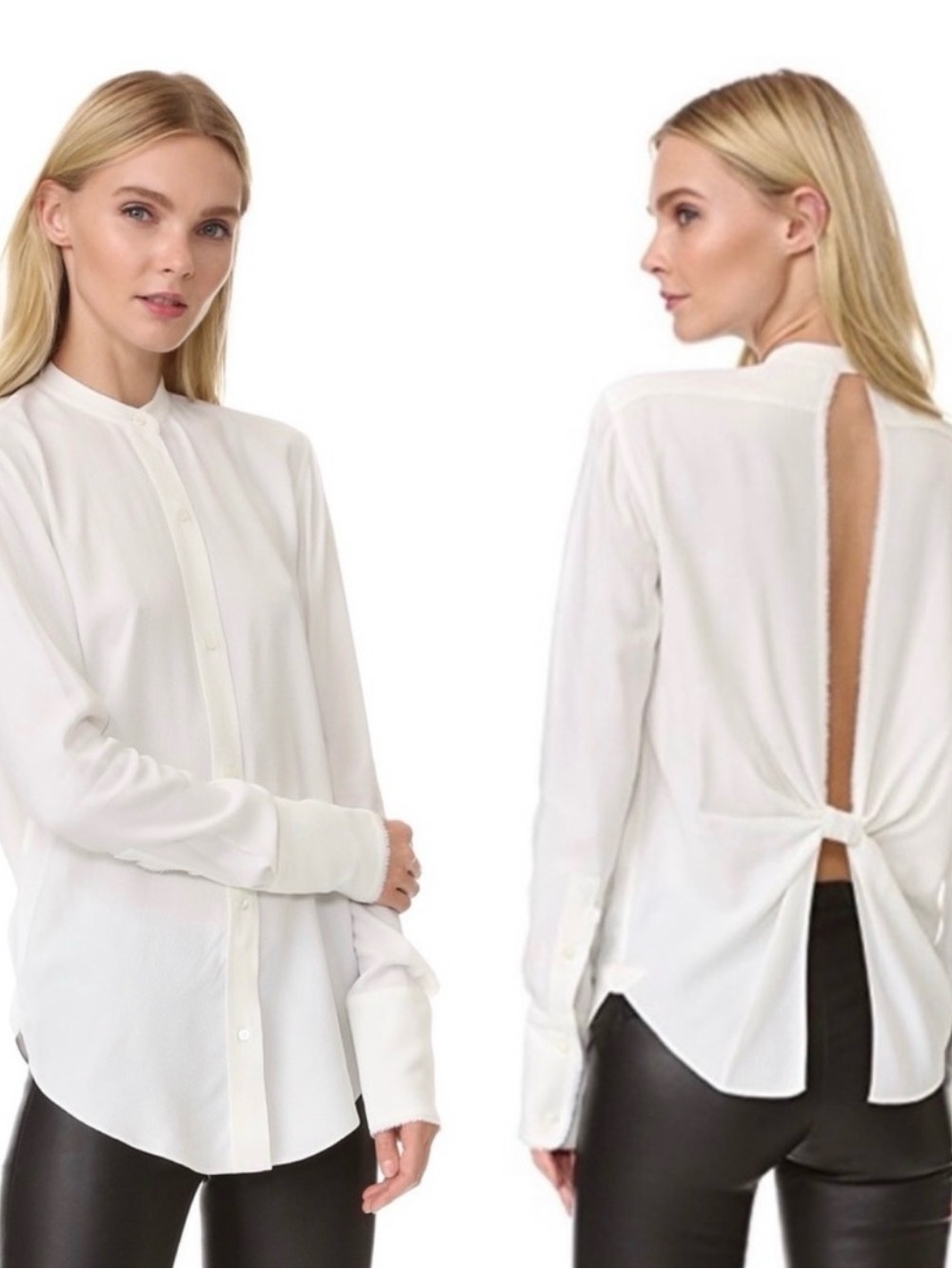 Helmut Lang white button up blouse with back knot